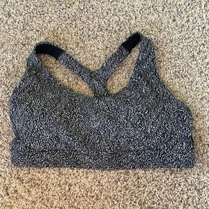 Athleta size L sports black with white spots sports bra with removable cups